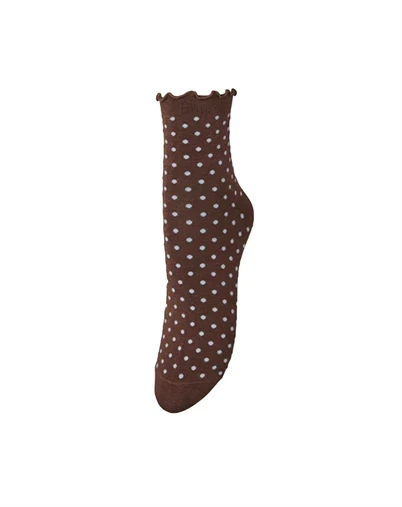 Beck Söndergaard - Dotted Frilla Short Strømpe - Chocolate Brown